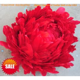 Premium Large Feather Balls/ Rose Balls/Flower Balls  Red 12 Inch