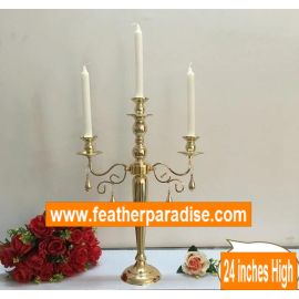 24 Inches Gold Large 3-Arm Metal Candelabra Wedding Centerpieces Unity Candle holders