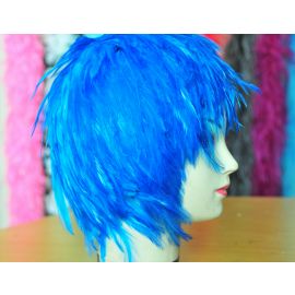 Blue Hackle Feather Wig Halloween Costume Wig Blue Bird Wig