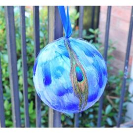 Royal Blue Peacock Feather Ball/Ornament  6 inch 1 Pieces