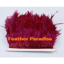 Saddle Feather Trim Fringe Coque Feather Tapes 10 Yards Burgundy