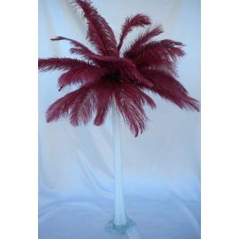 Burgundy Plum Ostrich Feather Centerpieces/Feather Plume Palm Tree 6 Sets