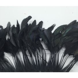 12pcs 6-8 inches Stripped Dyed Coque Rooster Feathers Black (GA, USA)