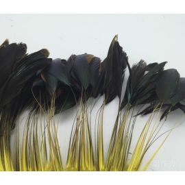 100pcs 6-8 inches Stripped Dyed Coque Rooster Feathers Yellow (GA, USA)