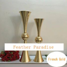 25  inches Metal Reversible Double Trumpet Vase - Gold