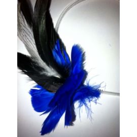 Blue/black/Ivory Feather flower Hair Band