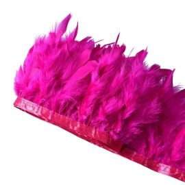 Chandelle Feather Fringe Turkey Feather Trim Sewn On Tape 1 Yard Hot Pink