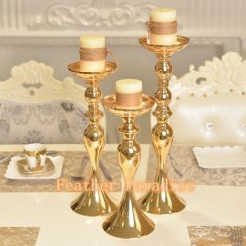 Wedding Floral Stand /Pillar Candle Holder Flower Feather Ball Centerpiece Stand Reversible- Gold 24 inches  New!!!
