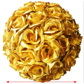 12 inch Rose Flower Pomander  Wedding decoratin Ball Silk Kissing Ball Rose Flowers Balls-Gold