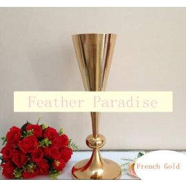 6 pcs Gold  Polished Metal Trumpet Vases Wedding Centerpieces Vases French Gold-22 inches