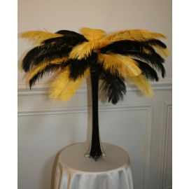 Ostrich Feather Centerpieces/Feather Plume Palm Tree  Mixed Gold and Black 6 Sets