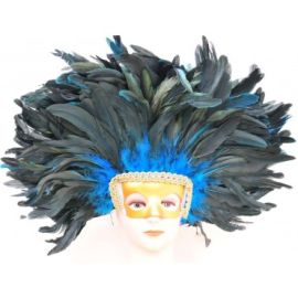 FeatherParadise  Coque Feather Headdress Mask/Halloween Costume/Wig- Dark Turquoise