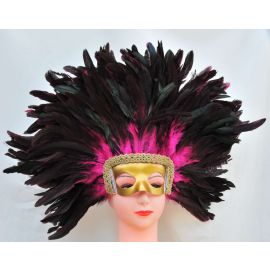 FeatherParadise  Coque Feather Headdress Mask/Halloween Costume/Wig-- Shocking Pink