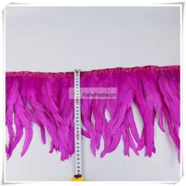 Coque Tail Feather Trim Fringe Tapes Rooster Sewn-on 1 Yard Hot Pink Fuchsia Bleached and Dyed