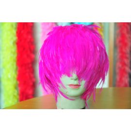 Hot Pink Hackle Feather Wigs Halloween Costume Wig