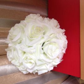 6 inch Rose Flower Pomander  Wedding decoratin Ball Silk Kissing Ball Rose Flowers Balls -Ivory