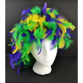 Mix Purple Green Yellow Chandelle Feather Wigs/ Mardi Gras Wigs