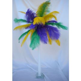 Mardi Gras Ostrich Feather Centerpieces/Feather Plume Palm Tree Mixed Gold Purple and Green 6 Sets