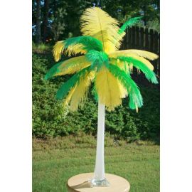 Ostrich Feather Centerpieces/Feather Plume Palm Tree Mixed Green and Yellow 6 Sets