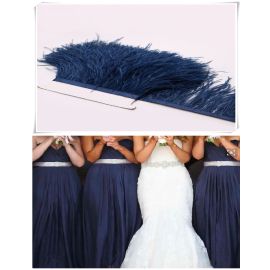 Navy Ostrich Feather Trims/Sew On Ostrich Feather Fringe 1 Yard