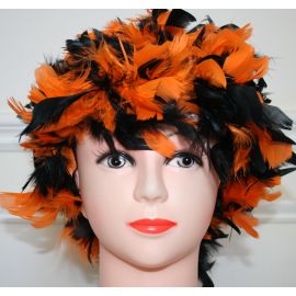 Mix Orange and Black Chandelle Feather Wig Halloween Costume Wig