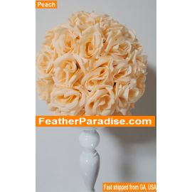 11-12 inches Rose Flower Pomander  Wedding decoratin Ball Silk Kissing Ball Rose Flowers Balls -Peach/Light Yellow
