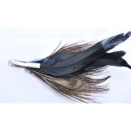 Peacock& Blue Feather Hat Pin/feather flower/Corsage /Feather Clip Boutonniere-004