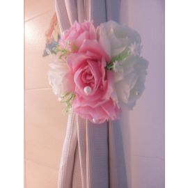 6 pieces Rose Flower Cluster Curtain Tieback Clips Buckles Backdrop clips with Pearls-Pink-Ivory Mixed