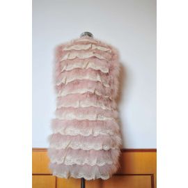 Beige Marabou Feather Vest Wholesale Only