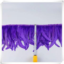 Coque Tail Feather Trim Fringe Coque Feather Tapes Rooster Sewn-on 1 Yard  Purple Color Bleached and Dyed