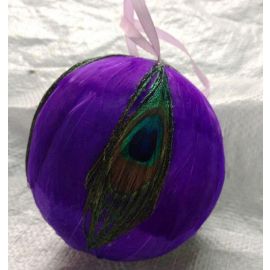Purple Peacock Feather Ball/Ornament 4 inch 1 Pieces On Sale!