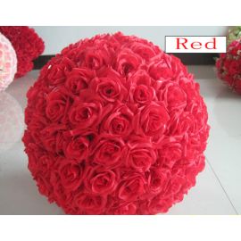 16 inch Rose Flower Pomander  Wedding decoratin Ball Silk Kissing Ball Rose Flowers Balls-Red