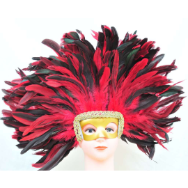 Coque Feather Headdress Mask/Halloween Costume/Wig-- Red