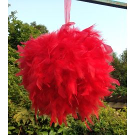Feather Kissing Balls/ Pom Poms/Chandelle Feather Balls/ Decoration Balls/Wedding Balls-Red 6 INCH