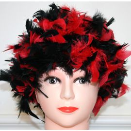 Red and Black Chandelle Feather Wig Halloween Costume Wig