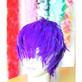 Regal Purple Hackle Feather Wigs Halloween Costume Wig