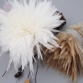 1 Pound Rooster Saddles Feathers White  5-6 inches