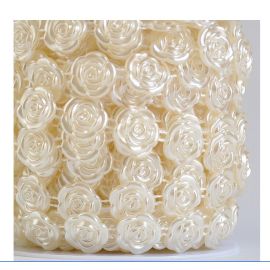 10Yards 10mm Roll of Pearl Rose Garlands Trims Ivory Bracelet
