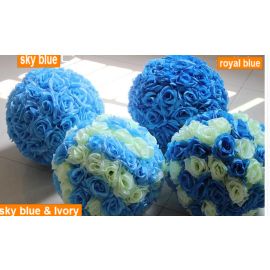 9-10 inches Rose Flower Pomander  Wedding decoratin Ball Silk Kissing Ball Rose Flowers Balls -Royal Blue