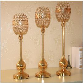 Set of 3 Metal Gold  Candle Holders Floral Riser Stand 20.4 Inches,22.8  and 24.8  Inches USA Seller