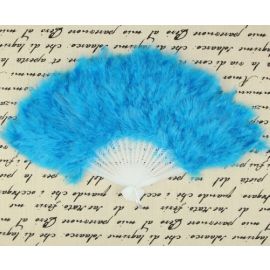 28 Staves Turquoise Marabou Fluffy Feather Fans