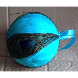 Turquoise Peacock Feather Ball/Ornament  6 inch 1 Piece
