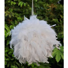 Feather Kissing Balls/ Pom Poms/Chandelle Feather Balls/ Decoration Balls/Wedding Balls-White 6 INCH